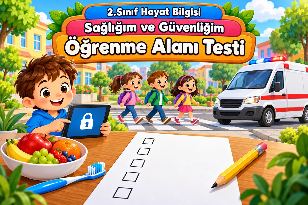 2.Sınıf Hayat Bilgisi - Sağlığım ve Güvenliğim: Öğrenme Alanı Testi