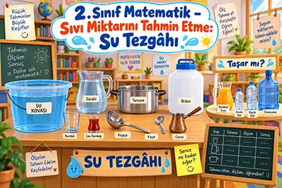 2.Sınıf Matematik - Sıvı Miktarını Tahmin Etme: Su Tezgâhı Aracı