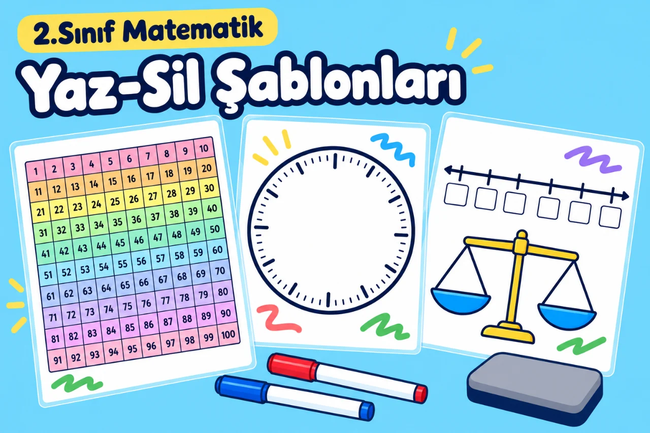 2.Sınıf Matematik - Tüm Konular Yaz-Sil Şablonları