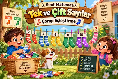 3.Sınıf Matematik - Tek ve Çift Sayılar Çorap Eşleştirme