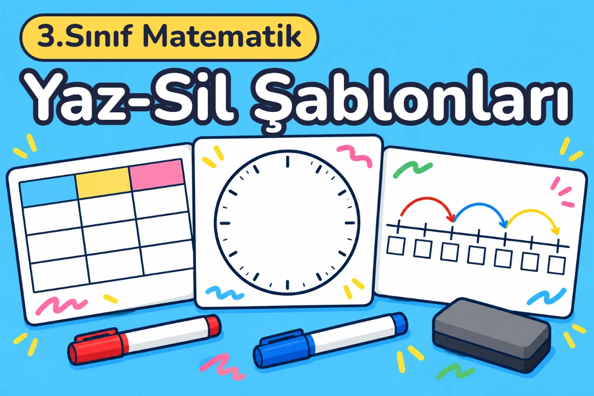 3.Sınıf Matematik - Tüm Konular Yaz-Sil Şablonları