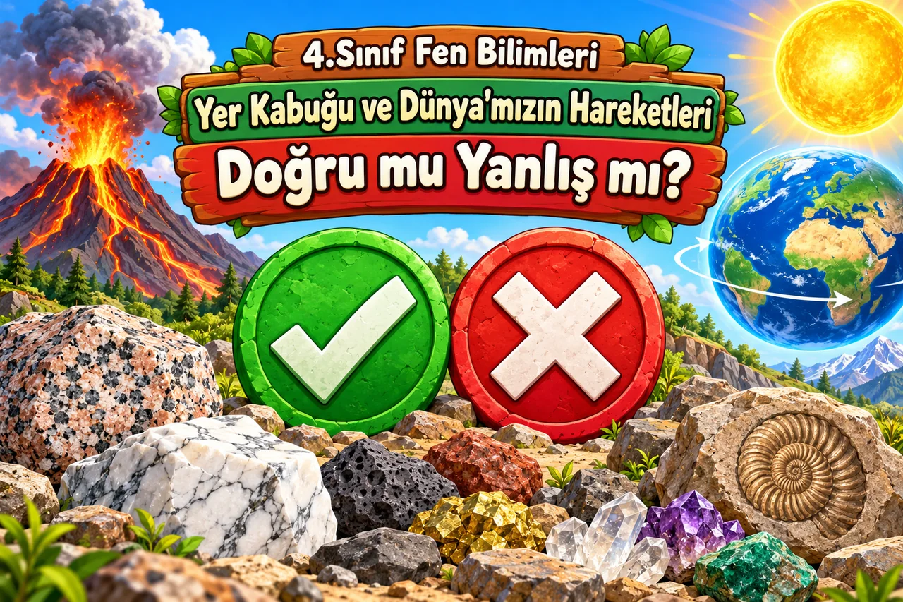 4.Sınıf Fen Bilimleri - Yer Kabuğu ve Dünya'mızın Hareketleri: Doğru mu Yanlış mı?