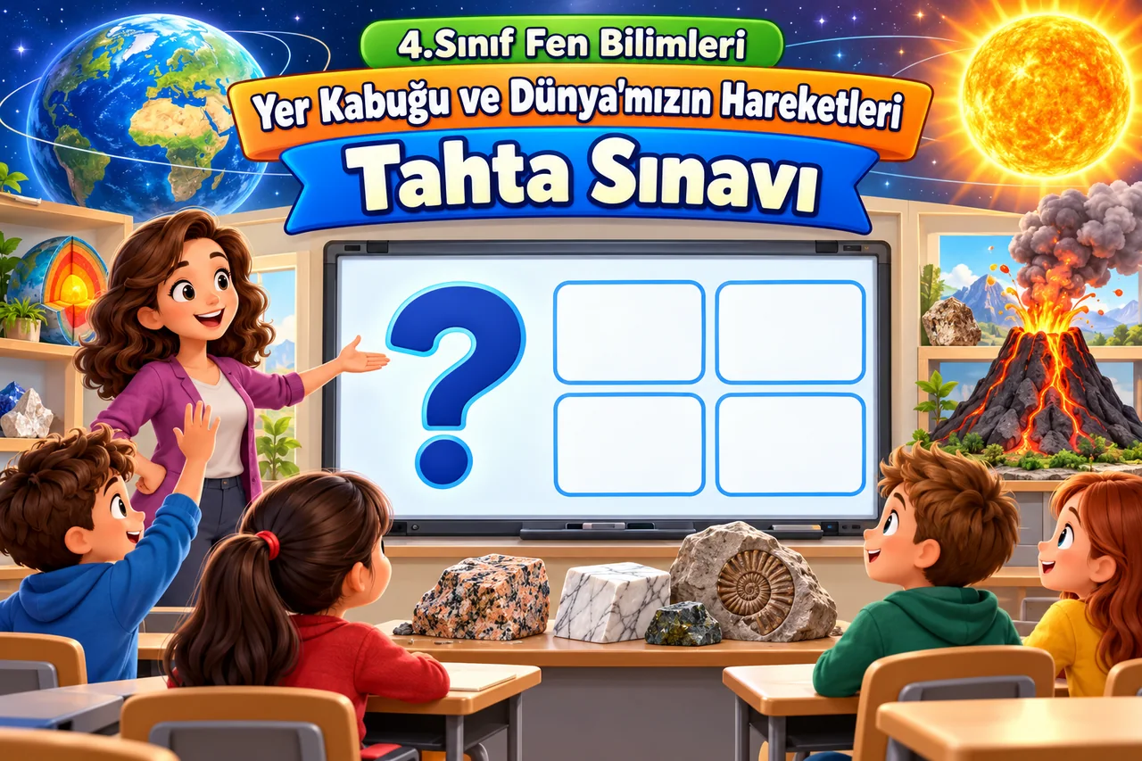 4.Sınıf Fen Bilimleri - Yer Kabuğu ve Dünya'mızın Hareketleri: Tahta Sınavı