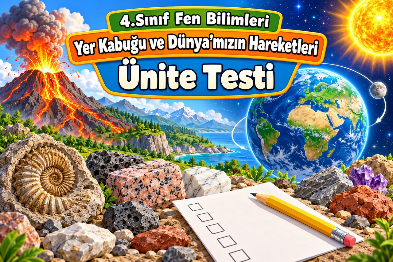 4.Sınıf Fen Bilimleri - Yer Kabuğu ve Dünya'mızın Hareketleri: Ünite Testi