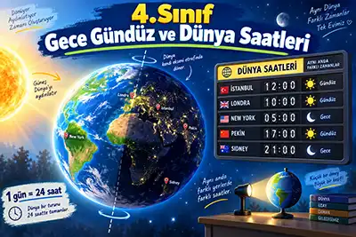 4.Sınıf Fen Bilimleri - Gece, Gündüz ve Dünya Saatleri