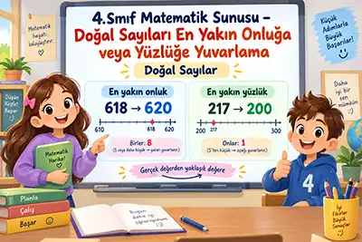 4.Sınıf Matematik - Doğal Sayıları En Yakın Onluğa veya Yüzlüğe Yuvarlama Ders Sunusu