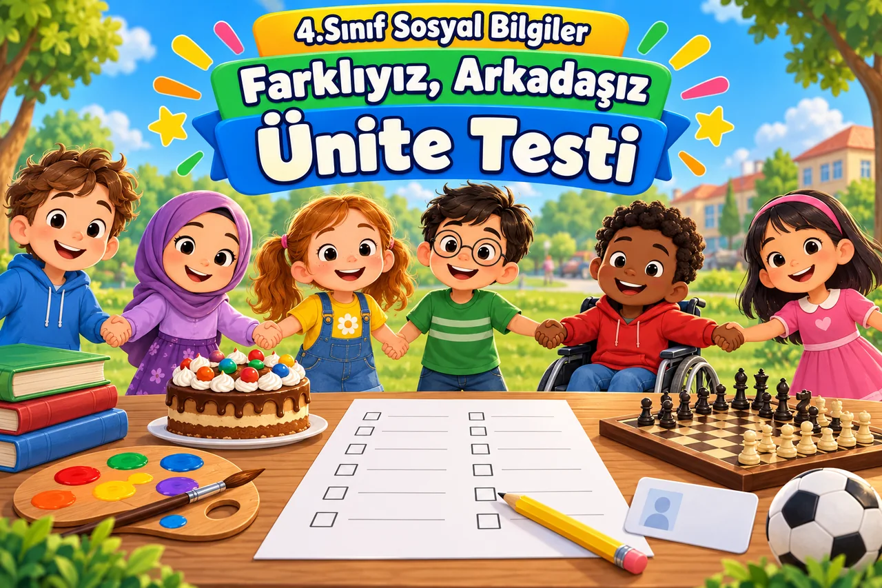 4.Sınıf Sosyal Bilgiler - Farklıyız, Arkadaşız: Ünite Testi