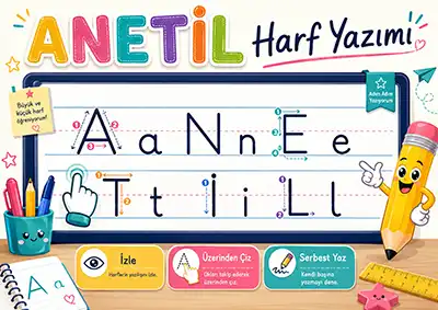 ANETİL Harf, Hece, Sözcük Yazma