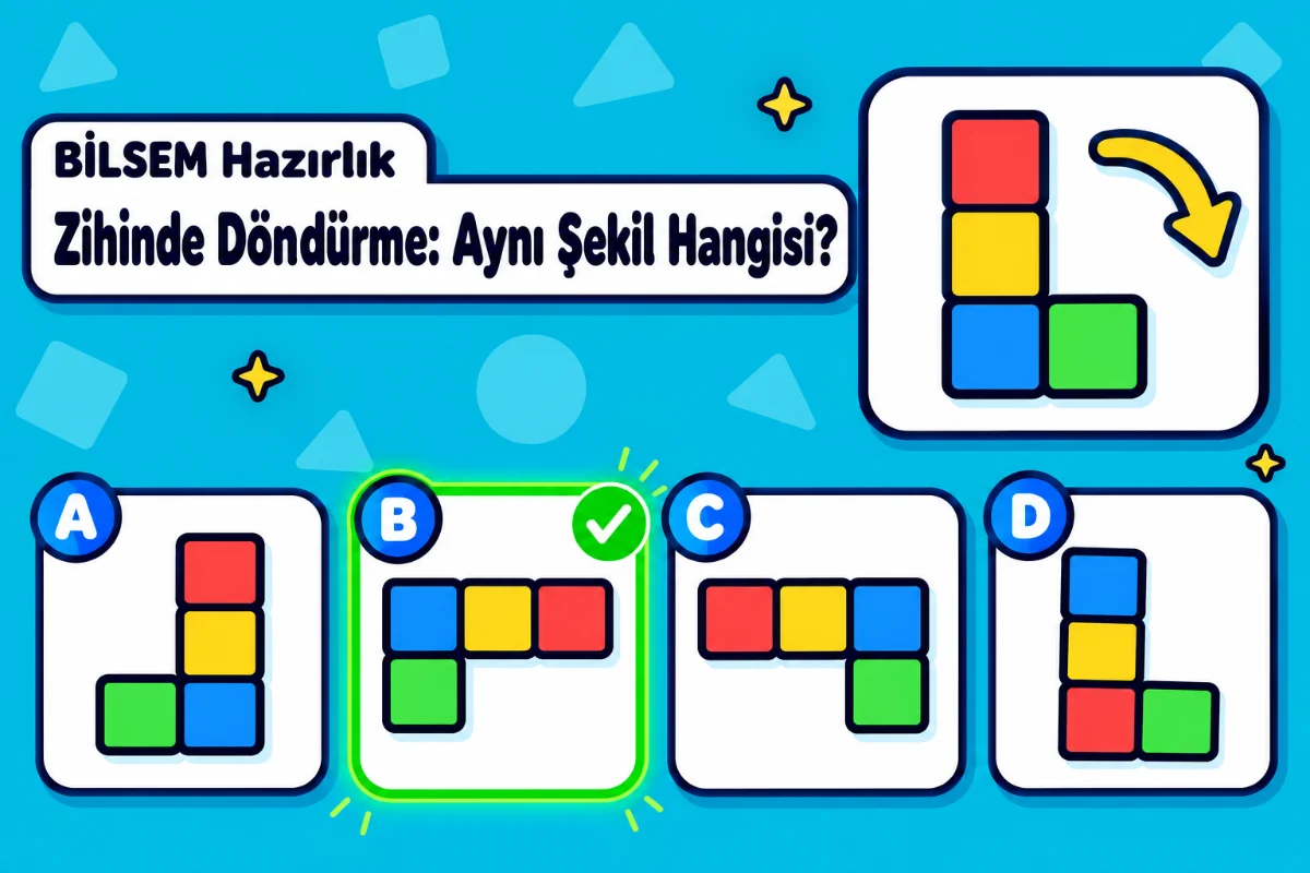 BİLSEM Hazırlık - Zihinde Döndürme: Aynı Şekil Hangisi?